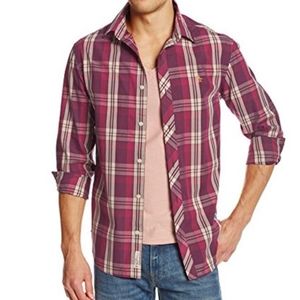 Original Penguin Classic Fit Long Sleeve Plaid Button Down Shirt, M Red …